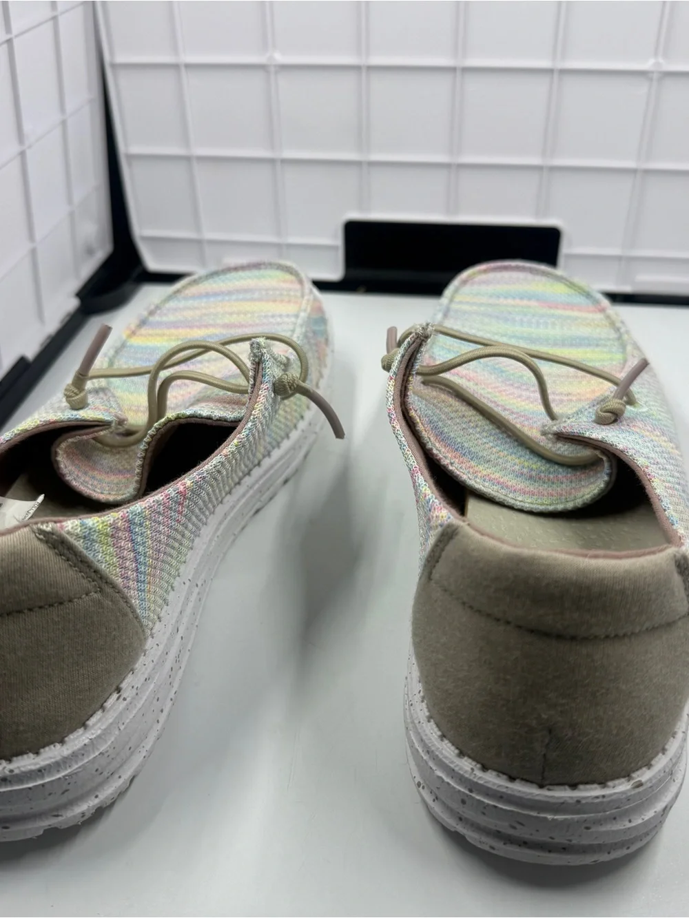 Rainbow Multicolor Heydude Wendy Sox Knit Slip-On Flats - Loafers or Boat Shoe